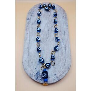 VTG Glass Talisman Evil Eye Glass Bead Necklace Pre-Loved